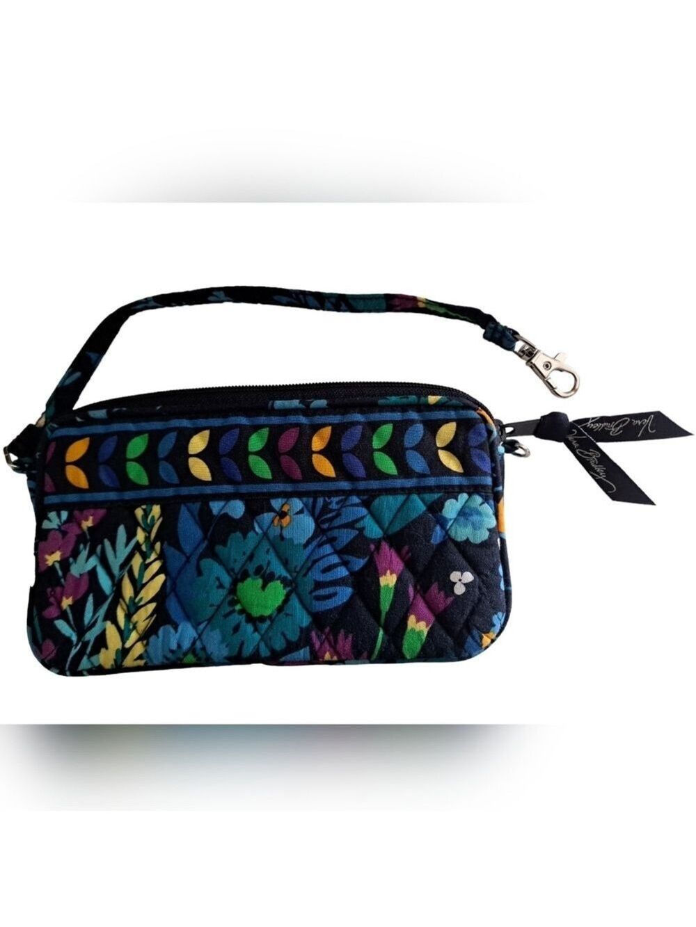 VERA BRADLEY midnight garden wristlet wallet purse quilted floral expandable - Picture 2 of 9